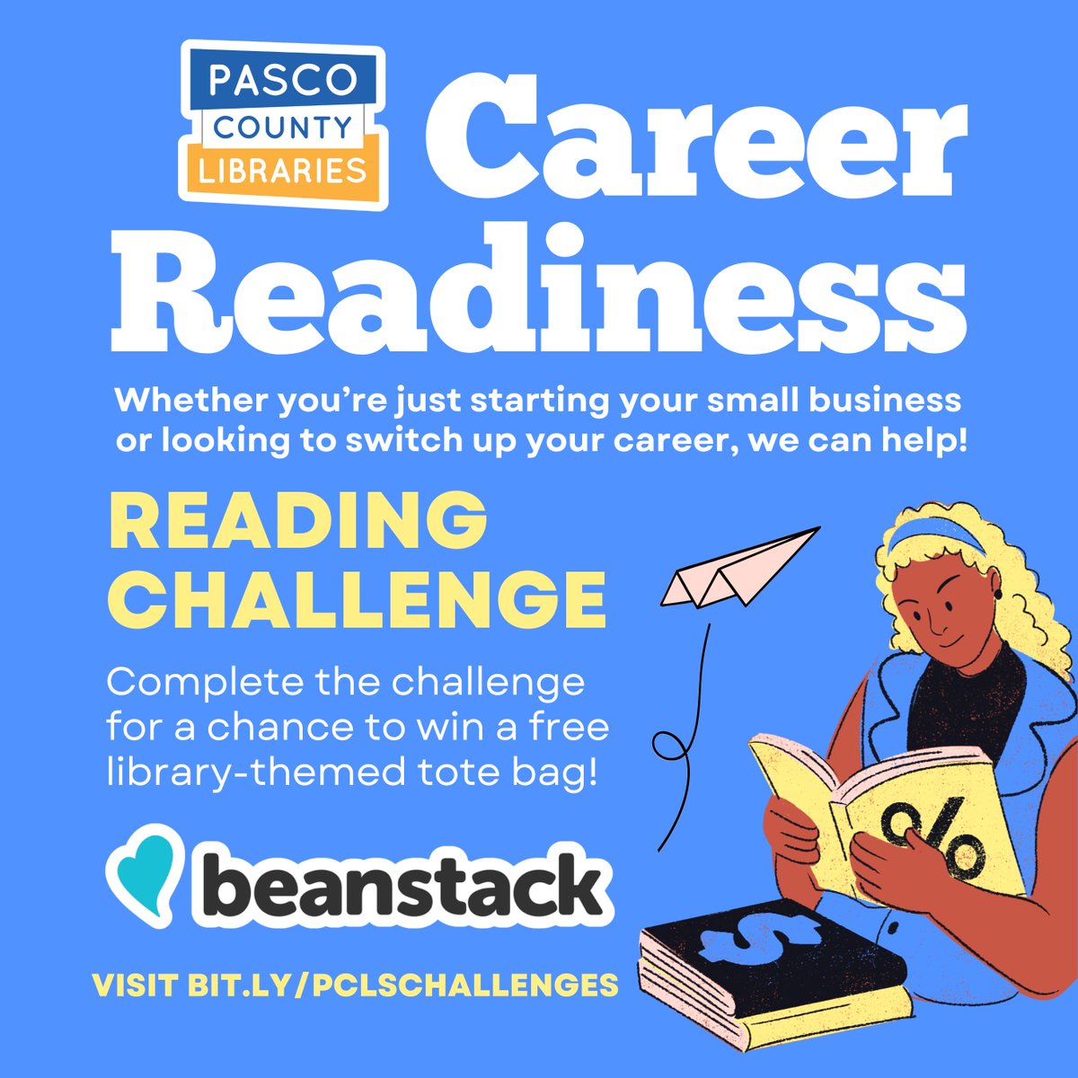 Whether you’re just starting your small business or looking to switch up your career, #PascoCounty Libraries can help! The library offers a variety of services and resources to help you achieve success. Don’t forget to sign up and complete this month’s Beanstack challenge 📚