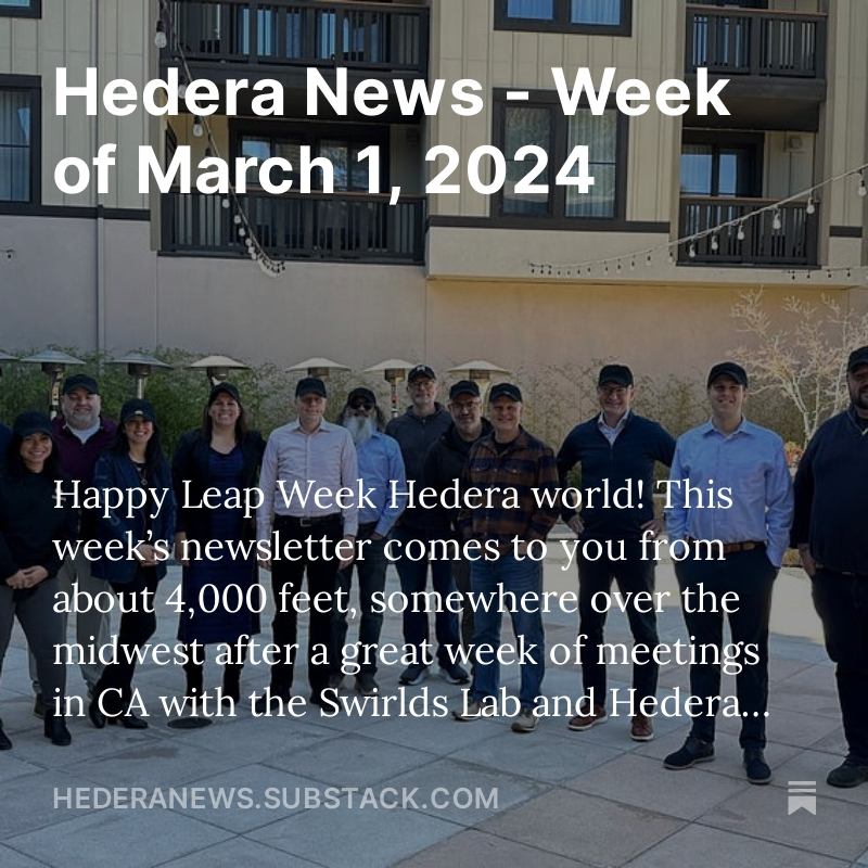 Hedera News - Week of March 1, 2024 open.substack.com/pub/hederanews…