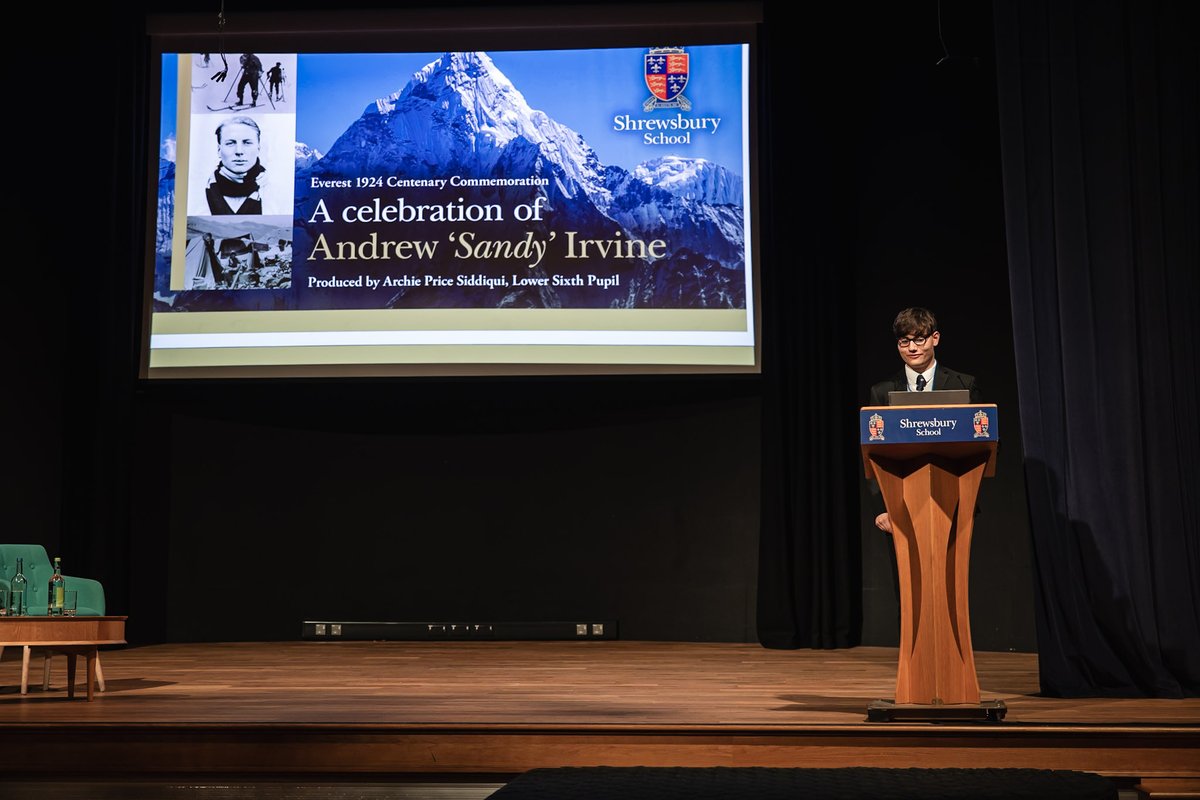 Last night we were honoured to welcome some prominent mountaineering names to Shrewsbury for the 1924 Everest Centenary Commemoration, organised by Lower Sixth form pupil Archie. Thank you to all the guest speakers and interviewees for their incredible insights. #FloreatSalopia