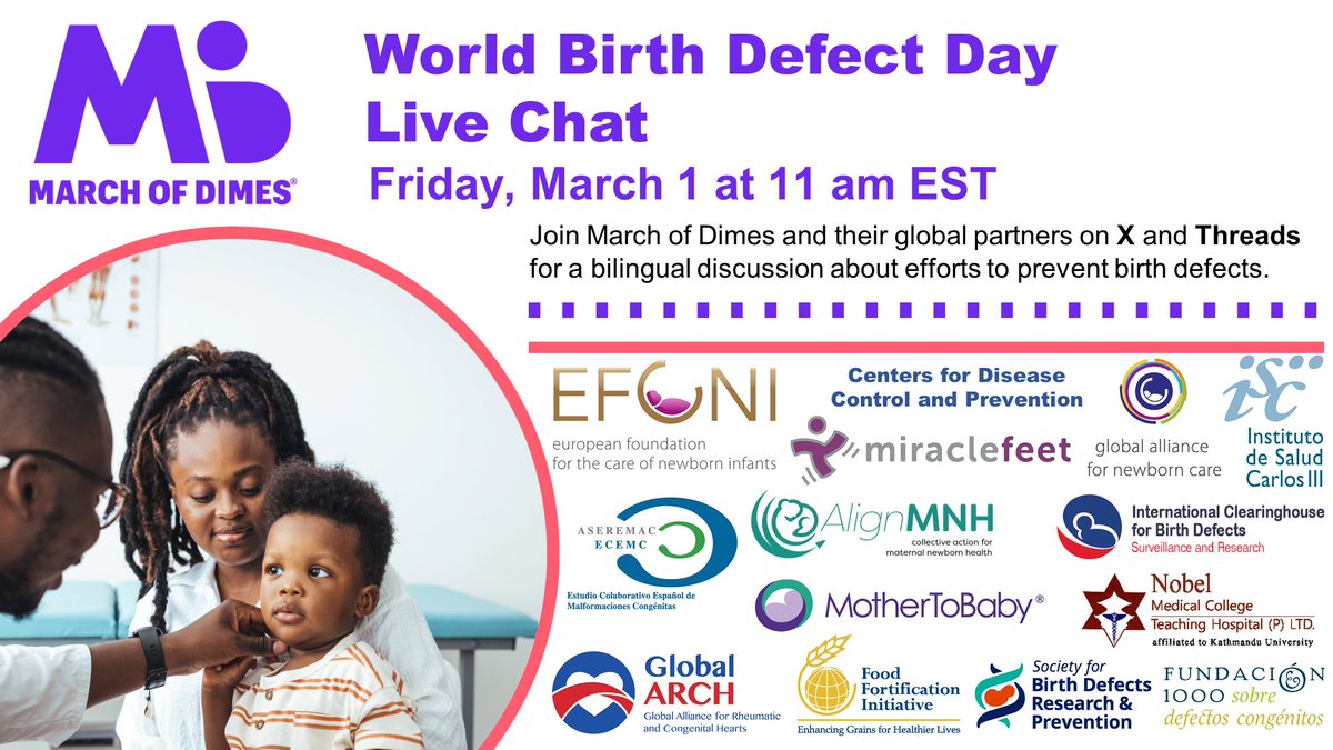 ICBDSR's tweet photo. The Online Chat with @MarchofDimes and @nacersano is happening soon. We are looking forward to collaborating with everyone!
#WorldBDDay #EveryJourneyMatters https://t.co/f0qbeUTU4L