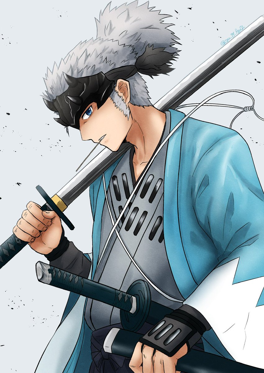 weapon sword 1boy male focus japanese clothes solo holding  illustration images