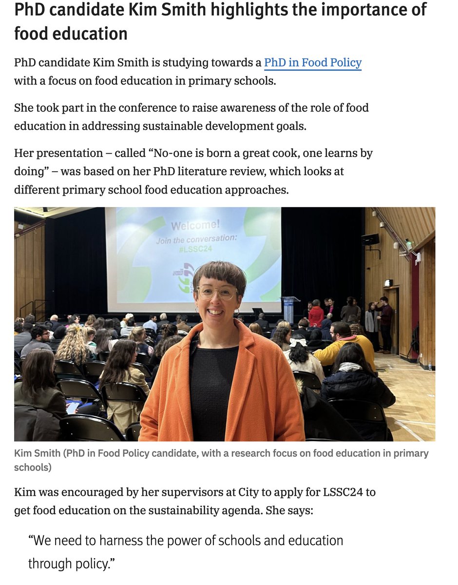 Lovely feature of my #LSSC24 conference presentation in @CityUniLondon of my @FoodPolicyCity PhD work. city.ac.uk/news-and-event…