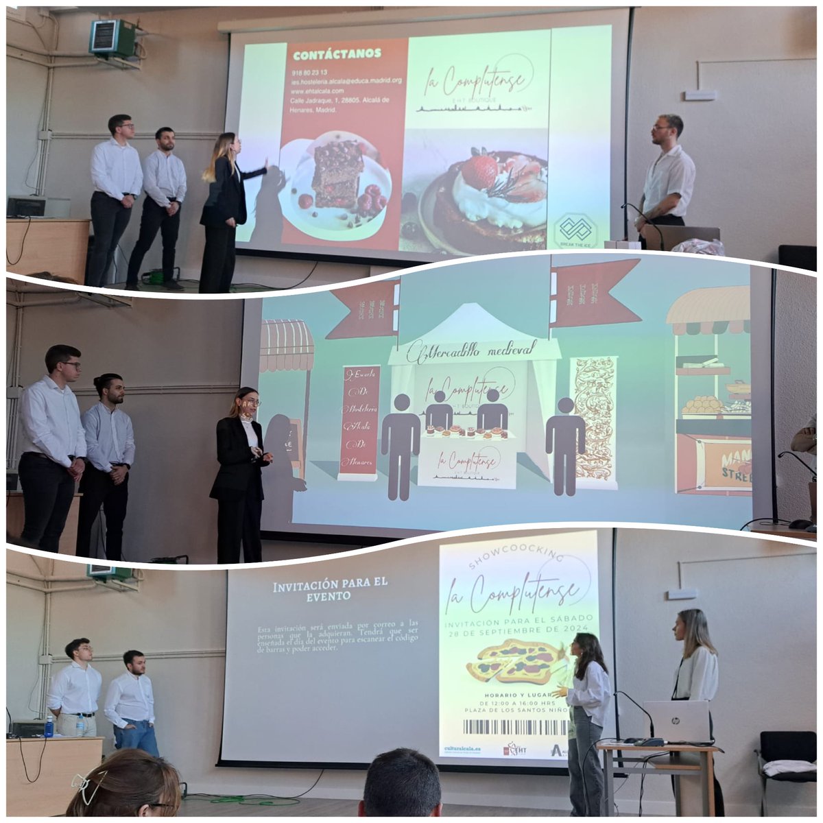 ♾️ Proyecto entre centros ♾️ Los alumnos de Marketing y Publicidad del ÍES Alonso de Avellaneda crearon distintas propuestas de campañas publicitaria que fueron presentadas a los profesores de la Escuela de Hostelería en su visita al instituto.