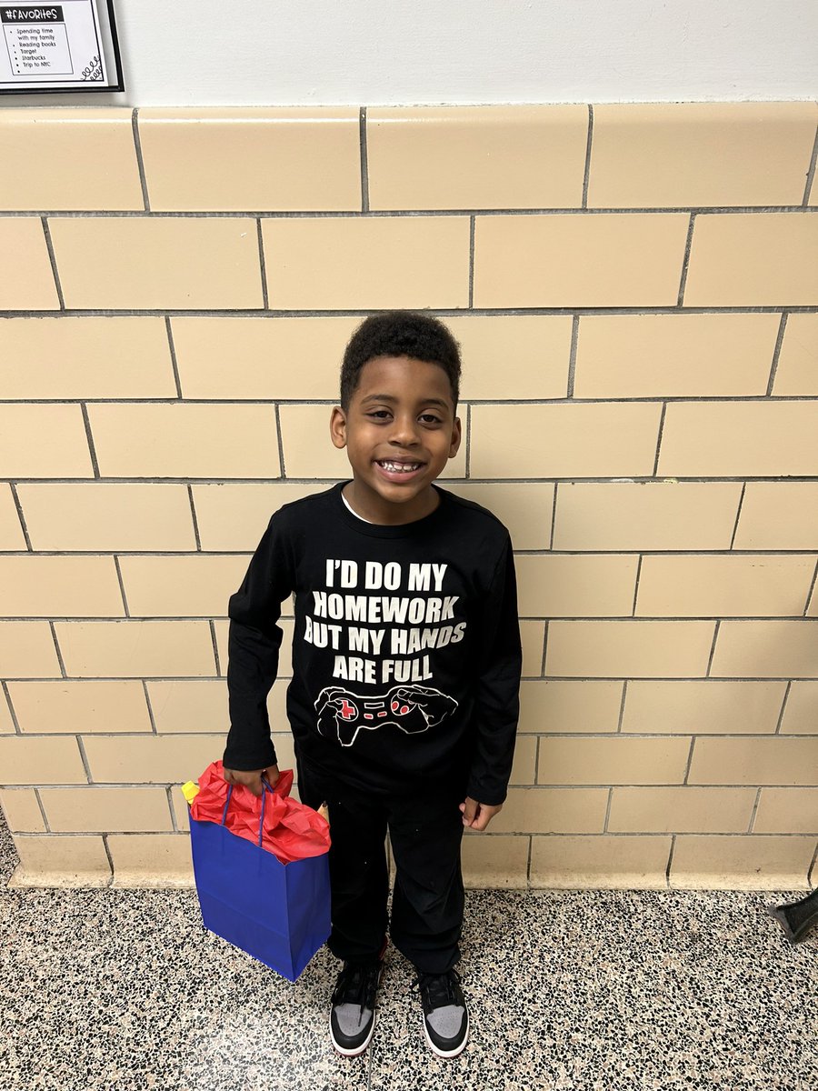 This amazing 1st grader is our February Perfect Attendance raffle winner. He says he comes to school everyday because he likes to learn. He wants to be a doctor when he grows up! #AttendanceMatters <a href="/MrsOeducates/">Dr. Shante' Oniyide</a>