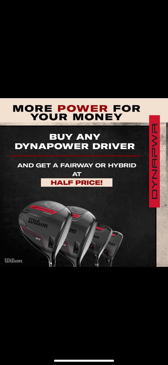 Fantastic new #dynapower wood promotion started today at all @WilsonGolfEU stockists - give it a hit you won’t be disappointed 🚀