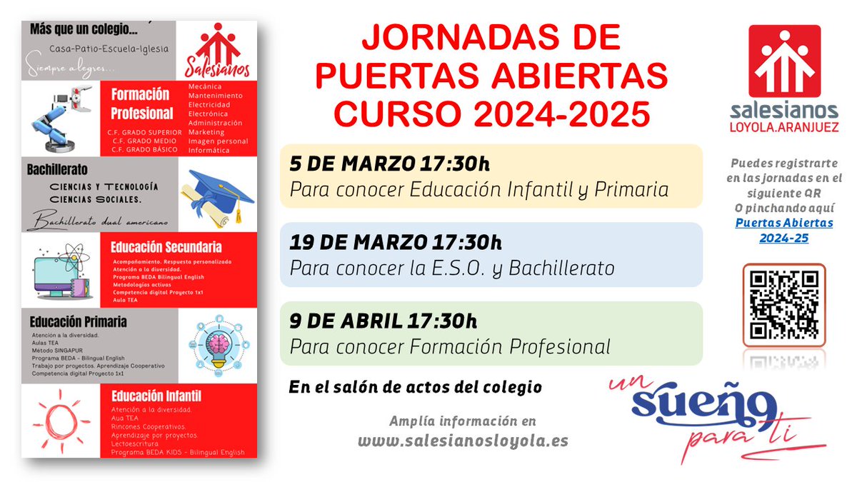 El próximo martes 5 de marzo a las 17:30h tendremos la jornada de puertas abiertas de Ed. infantil y primaria. Si quieres entrar a formar parte de la familia de nuestro colegio, esta es tu oportunidad. Te esperamos. Pincha en el link para registrarte.
forms.office.com/e/rt6MTaeaZ5