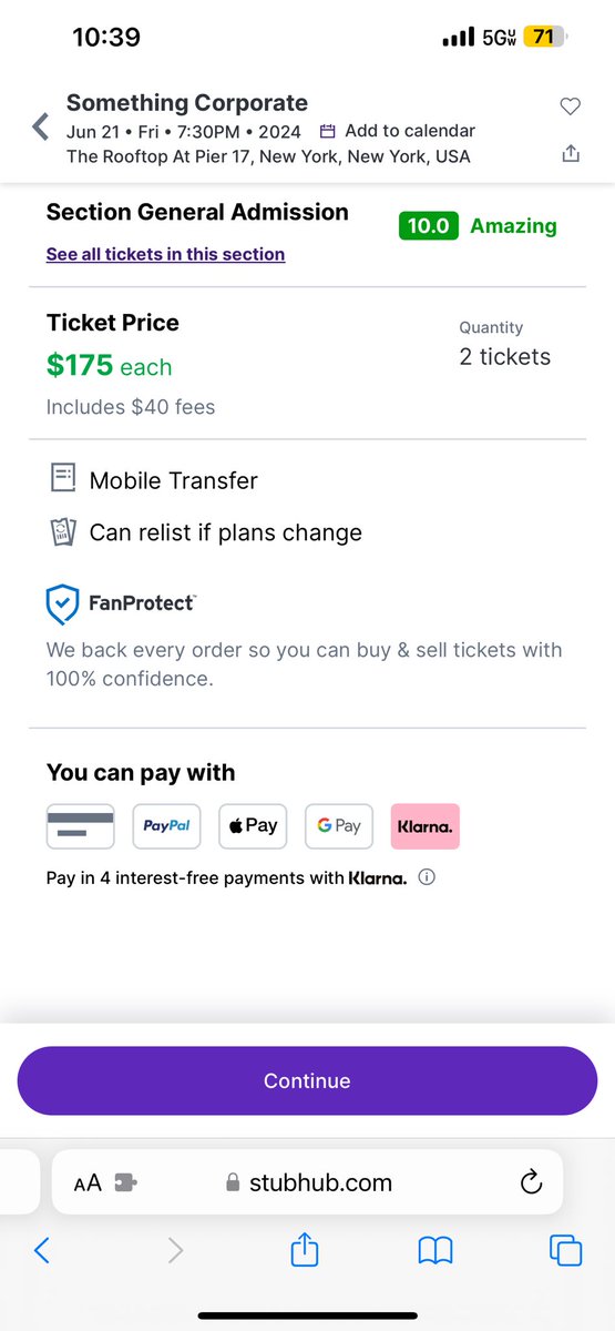 ASusskind's tweet photo. @amybeleckas @SoCorporateBand @andrewmcmahon Plenty of tickets available on resale sites for more than double face value 😡 https://t.co/8lTefvIGK2