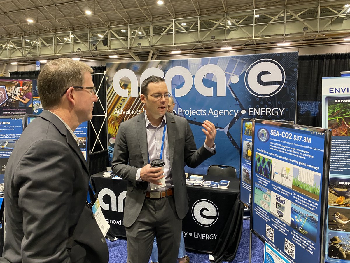 ARPA-E recently hosted a booth at #OSM24 in New Orleans.

Throughout the conference, Program Director Dr. Simon Freeman and T2M Advisor Dan Rogers engaged the ocean community in addressing emerging challenges and opportunities in the marine energy industries.

#ARPAEontheRoad