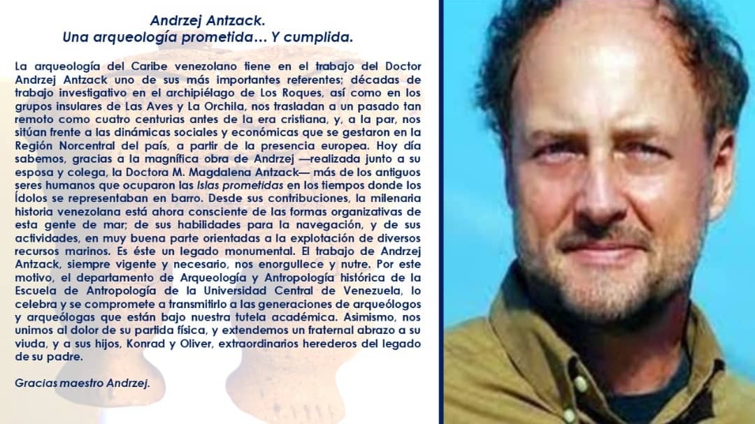 huellasdelotro's tweet photo. Nota en memoria del Dr. Andrzej T. Antczak, desde el Departamento de Arqueología y Antropología Histórica de la Escuela de Antropología de la Universidad Central de Venezuela...

El legado de Andrzej Antczak: "Una arqueología prometida... Y cumplida" https://t.co/oO6fRd6YPR