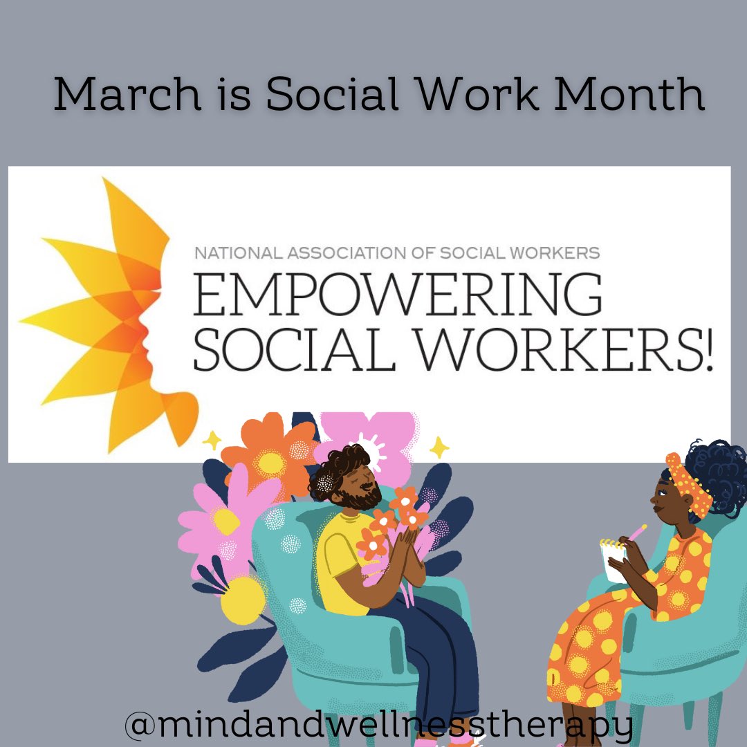 Mindandwellnes2's tweet photo. Happy Social Work month! #socialworkmonth #blacktherapist #blacksocialworkers https://t.co/5bb5IELEuT