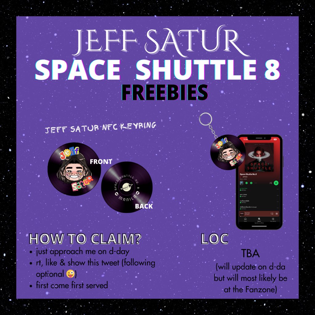 hao_o10vely's tweet image. Jeff Satur: Space Shuttle No.8 in Manila Freebies 🪐🚀

Jeff Satur CD NFC keyring, a little something while waiting for the physical album 🤭  

- limited qty as this is last min 
- first come first serve

See you tomorrow Satss! Pls help RT

#SpaceShuttleNo8 
#JeffSaturinManila