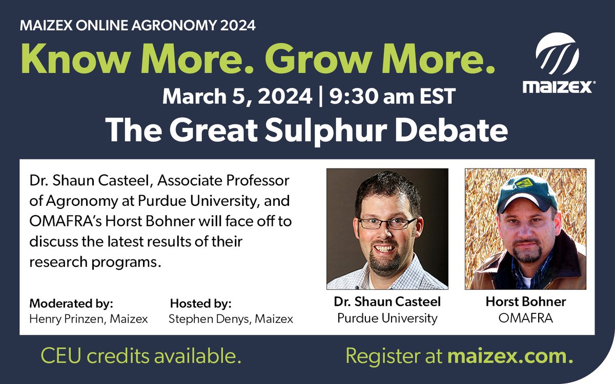 Our first virtual #KnowMoreGrowMore agronomy event is set for Tuesday. Register here: bit.ly/sulphurdebate #Plant24 #fieldbyfield