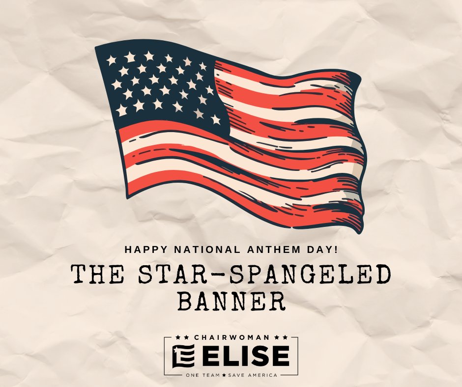 EliseStefanik's tweet photo. 🇺🇸 Today we celebrate America’s National Anthem 🇺🇸

Happy #NationalAnthemDay! https://t.co/q6bhNYdMVC