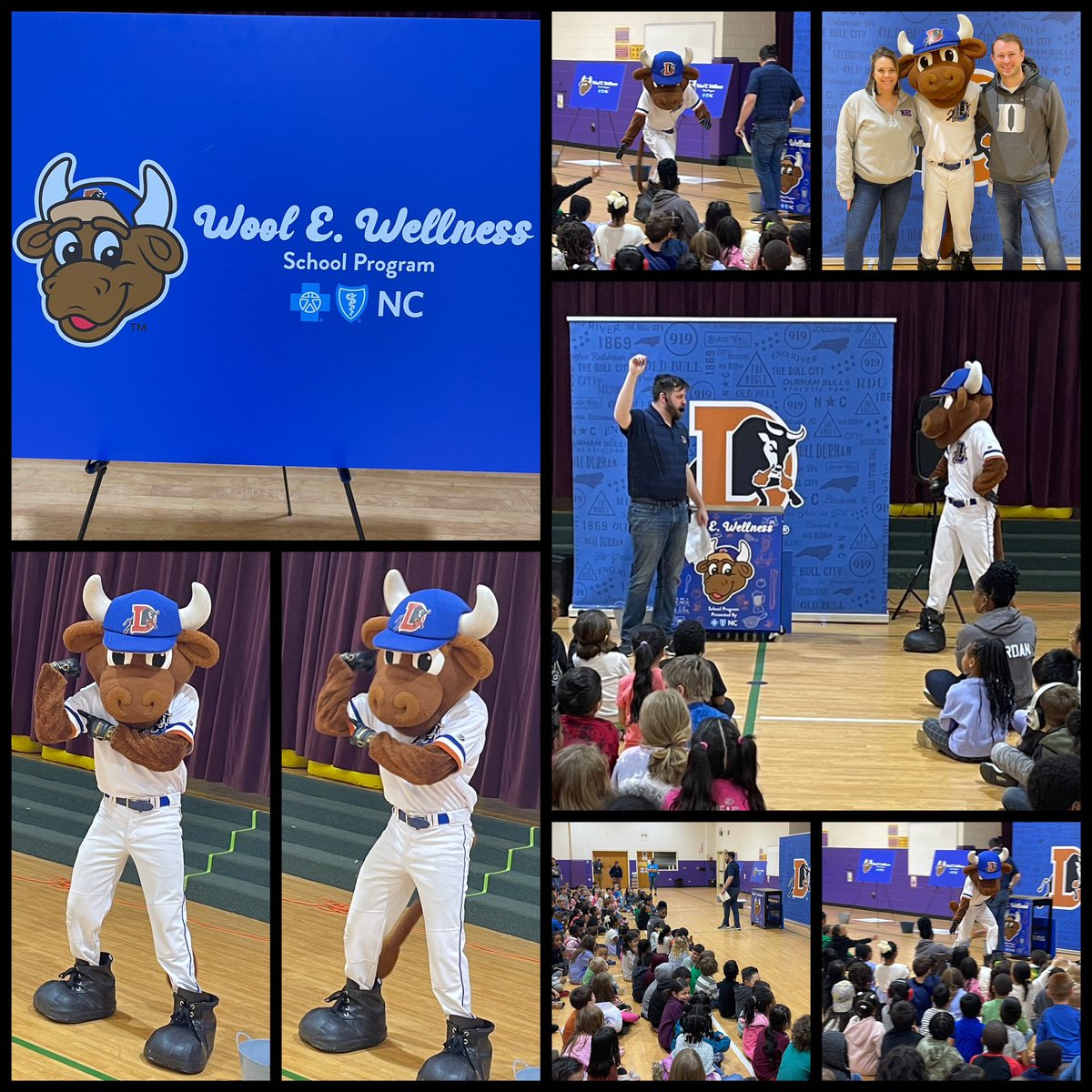 Our students were thrilled to get a visit from @WoolEBull from the @DurhamBulls today! They learned all about staying healthy and eating right! #EveryKidEveryDay #NHVoyagers