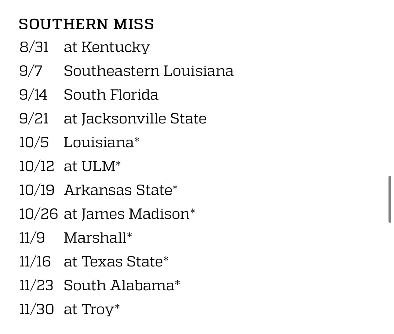 Dima Mixon on X Southern Miss 2024 football schedule released Record predictions https t P1mmupxDlz X