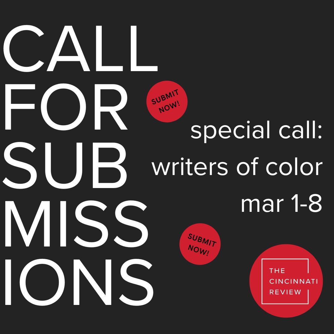 SPECIAL CALL FOR SUBMISSIONS! We've opened a surprise submission window for poetry, fiction, and CNF by writers of color, from today through March 8. Visit our submission guidelines for more info. General submissions will open May 1, as always. buff.ly/46Q2OFY