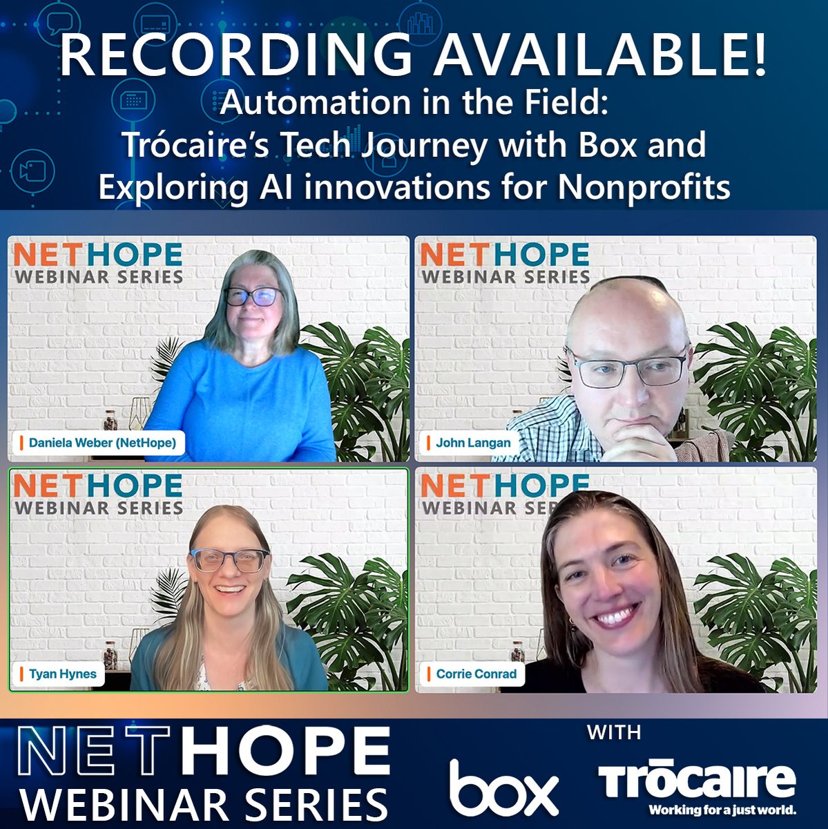 💫 ICYMI: The recording & resources from our webinar with NetHope Member, @trocaire and founding partner of NetHope’s Center for the Digital Nonprofit, @Box is AVAILABLE NOW! Check it out here: bit.ly/49yaJck   #NetHope #NetHopeMembers #WeAreNetHope #CollectiveAction