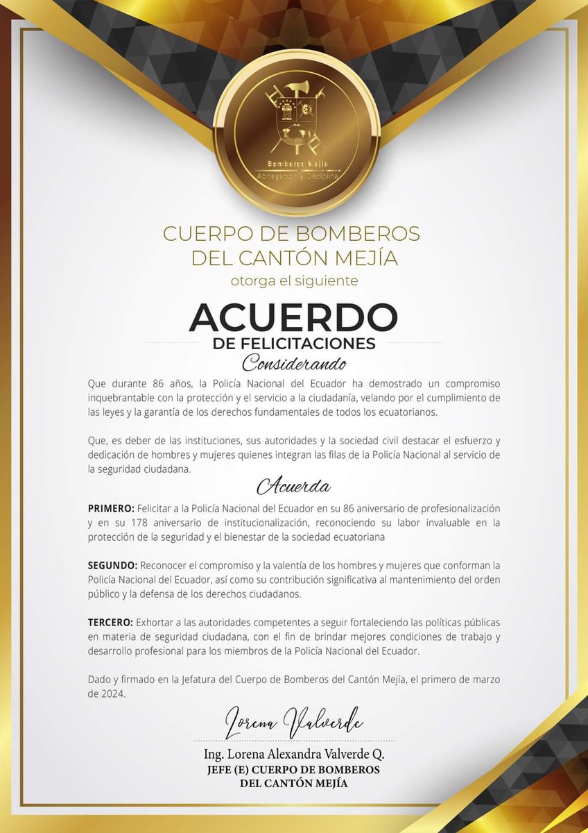 BomberosMejia1's tweet image. Celebramos 86 años de profesionalización y 178 años de institucionalización de la @PoliciaEcuador
En este día especial, rendimos homenaje a la valentía, dedicación y servicio ejemplar de todos los hombres y mujeres 👮🏻♀️👮🏻 que forman parte de esta noble institución.