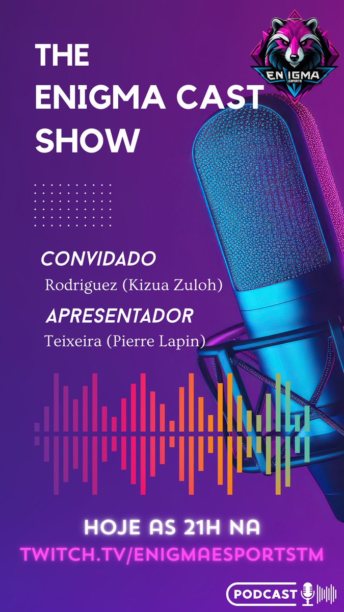 A todos os interessados em assistir o torneio de CS2, informa-se que irá começar hoje.  Transmissão será no nosso canal da Twitch twitch.tv/enigmaesportstm  Não percam!!! Estamos a vossa espera!!!

#EnigmaCrew #CS2