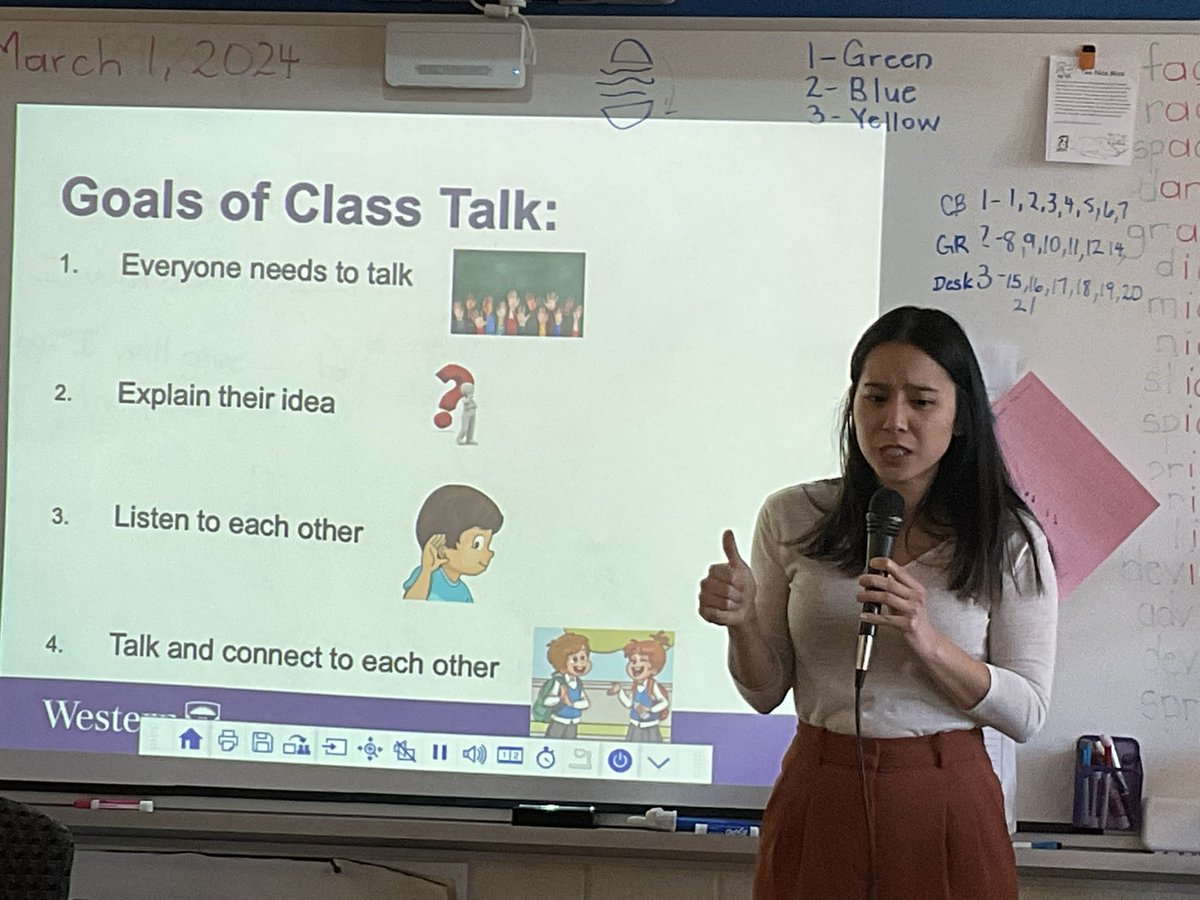 fiesserm's tweet photo. We are learning about Talk Moves in class today with Miss Theresa. Talk Moves can greatly enhance our listening and speaking skills with our peers. By mastering these techniques, I’m hoping Ss will improve their communication &amp; collaborations. @St_Andrew145 #TalkMoves @WesternU https://t.co/RnXVe1qu7Y