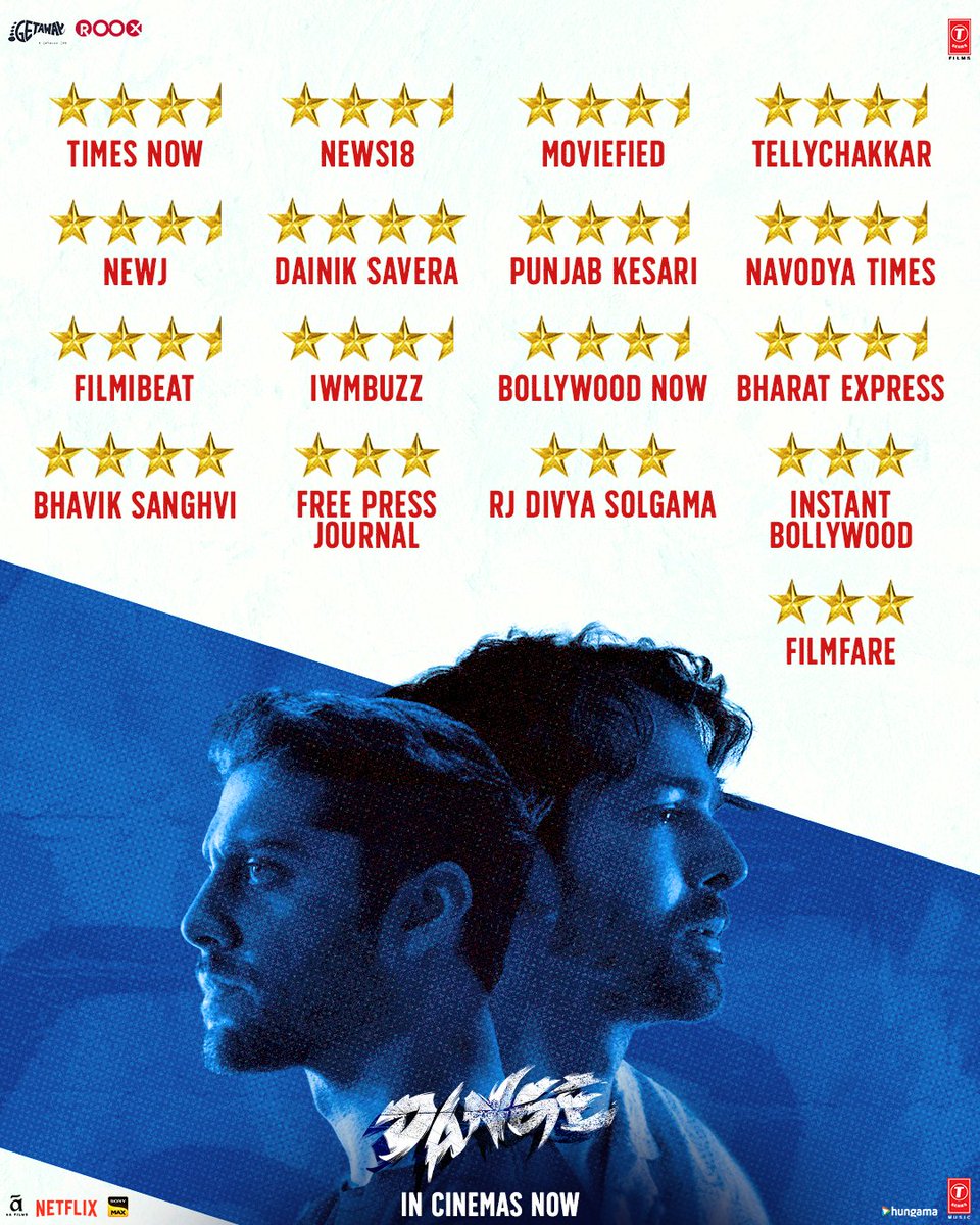 T-Series (@tseries) on Twitter photo . #Dange is shining bright with stellar reviews! Take a look for yourself!
#DangeTheFilm is in cinemas now!
Pick your s̶i̶d̶e̶ seats and book your tickets now! :linktr.ee/Dange_BookTick…
#tseries <a href="/AAFilmsIndia/">aafilms</a> @harsh16dec <a href="/itsEhanBhat/">Ehan Bhat</a> <a href="/nikifyinglife/">Nikita Dutta</a> <a href="/TJBhanuOfficial/">T J Bhanu 'ParvatiMurty'</a> . #Dange is shining bright with stellar reviews! Take a look for yourself!
#DangeTheFilm is in cinemas now!
Pick your s̶i̶d̶e̶ seats and book your tickets now! :linktr.ee/Dange_BookTick…
#tseries <a href="/AAFilmsIndia/">aafilms</a> @harsh16dec <a href="/itsEhanBhat/">Ehan Bhat</a> <a href="/nikifyinglife/">Nikita Dutta</a> <a href="/TJBhanuOfficial/">T J Bhanu 'ParvatiMurty'</a>