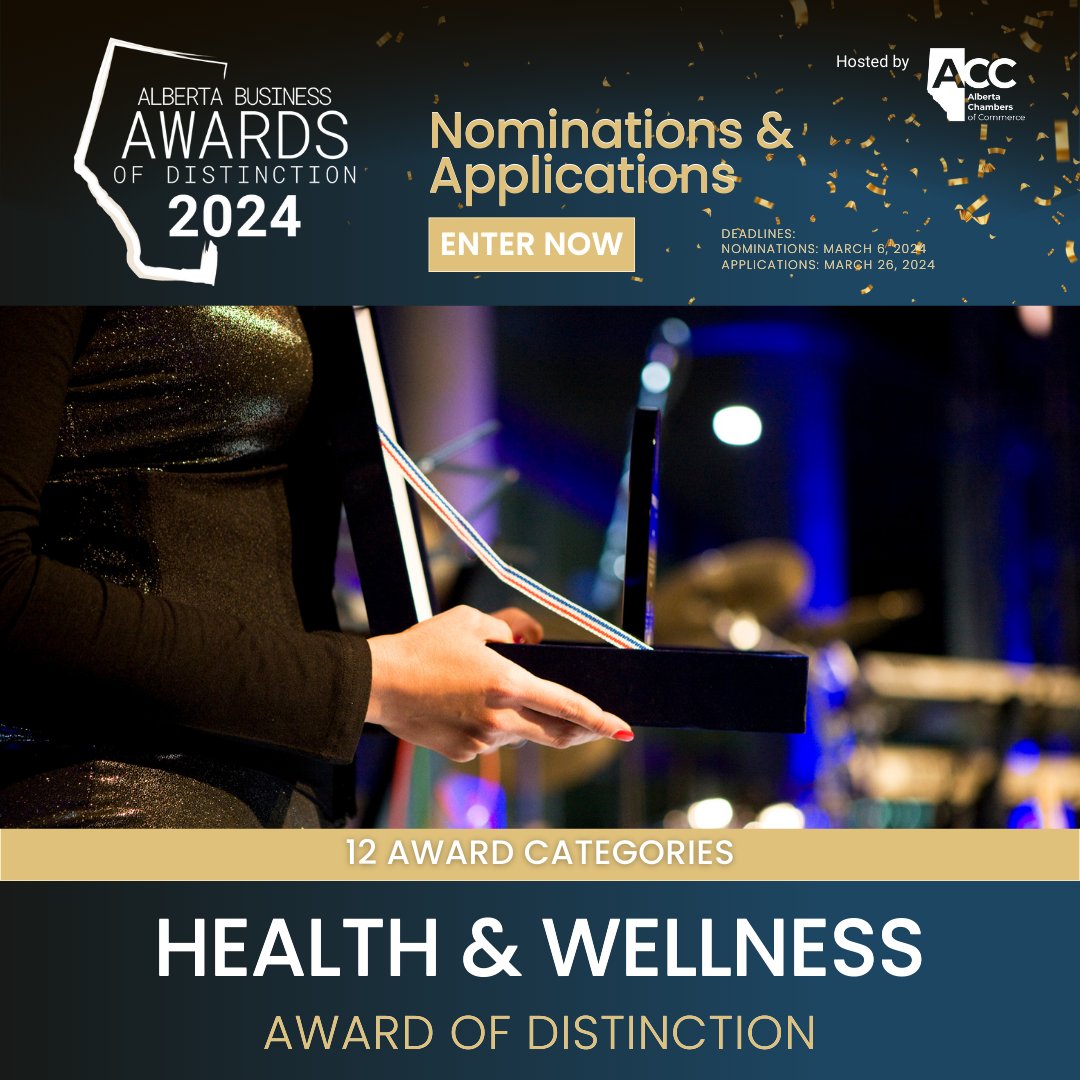 Is your workplace a haven for well-being?🧘The HEALTH AND WELLNESS Award of Distinction celebrates businesses prioritizing the health and wellbeing of their team. Nominate before March 6th! abbusinessawards.awardify.io/nominations #abbiz #abad #abbizawards #abchambers #abad2024 @abchambers