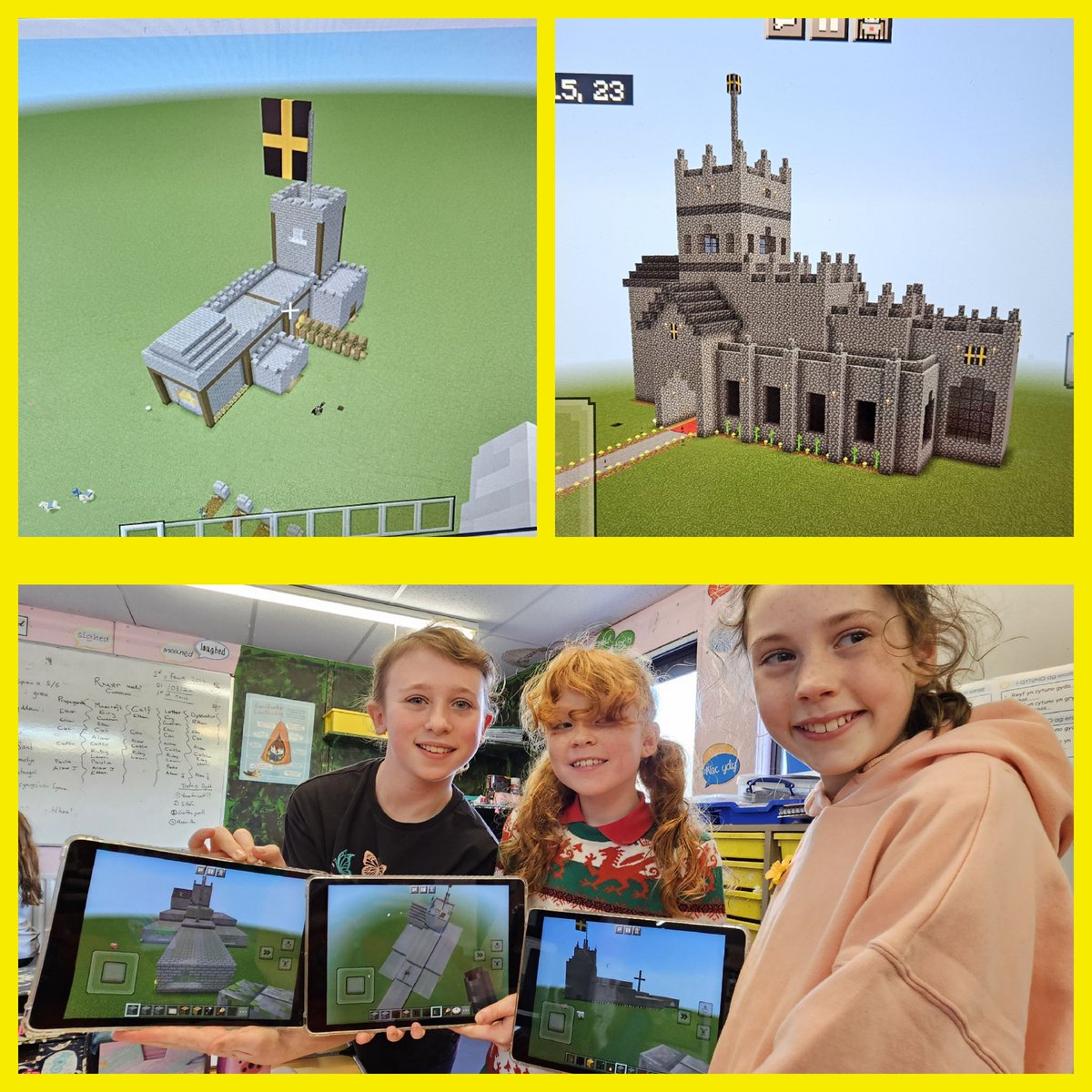 Dydd Gŵyl Dewi hapus! 

Plant wedi cael diwrnod prysur!

-Ailgreu dŵdl Dydd Gwyl Dewi ✍️
-Creu Eglwys Gadeiriol Tyddewi ar Minecraft ⛪️💻
-Plant yn helpu gweini yn ein bore coffi ☕️🍰
