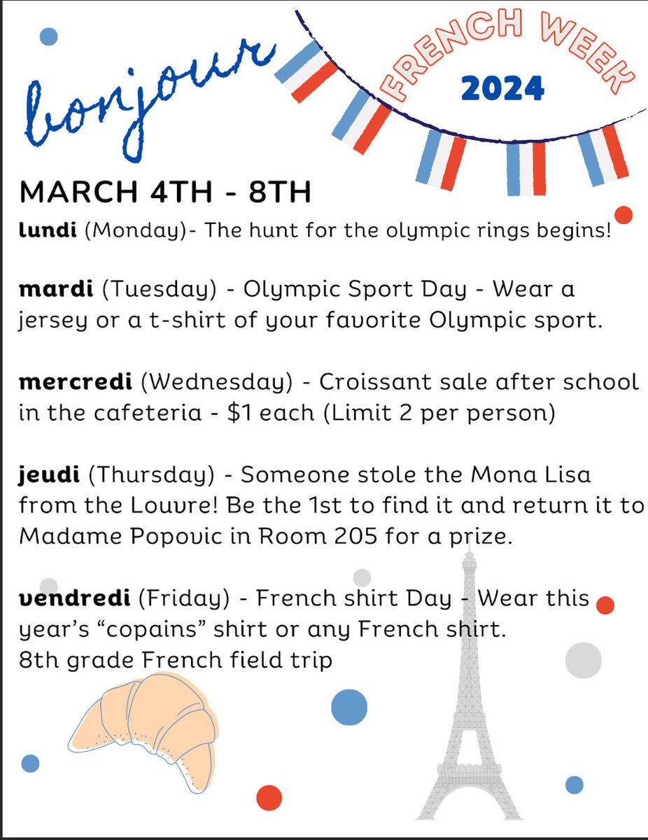 D96Hauser's tweet photo. Check out all the fun scheduled for French Week at Hauser - March 4th - 8th! https://t.co/jrvL7ADdvZ
