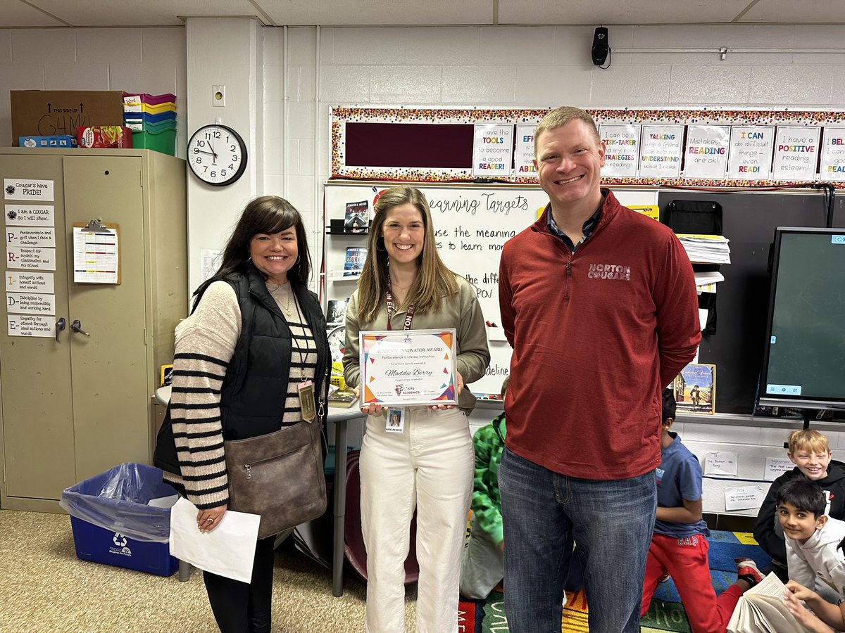 We LOVED celebrating two of our amazing teachers today! Jill Cole, ELA Resource Teacher, presented Mrs. Maynard and Mrs. Berry with an award for being Academic Innovators! They are two of the best and we are so proud of them! <a href="/jcpsky/">JCPS</a> <a href="/jillcoleky/">jillcole</a> <a href="/bfiaschetti/">Brent Fiaschetti</a>