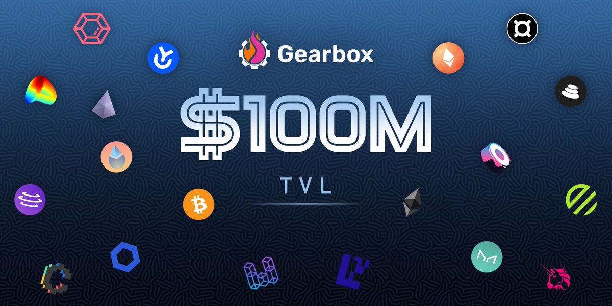 GearboxProtocol's tweet photo. Gearbox Protocol has now crossed $100M in TVL. And it's all because of the DeFi Protocols and Users who have made this achievement possible. 

Thank you for the composable growth. 🫶⚙️🧰