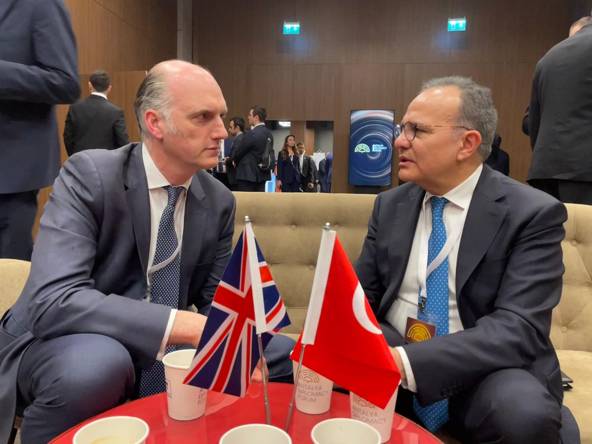 The UK’s partnership with Turkey is crucial in promoting regional security and stability. I discussed the urgent need to get additional aid into Gaza and our firm commitment to supporting Ukraine with Deputy FM Bozay during today’s Antalya Diplomacy Forum @AntalyaDF