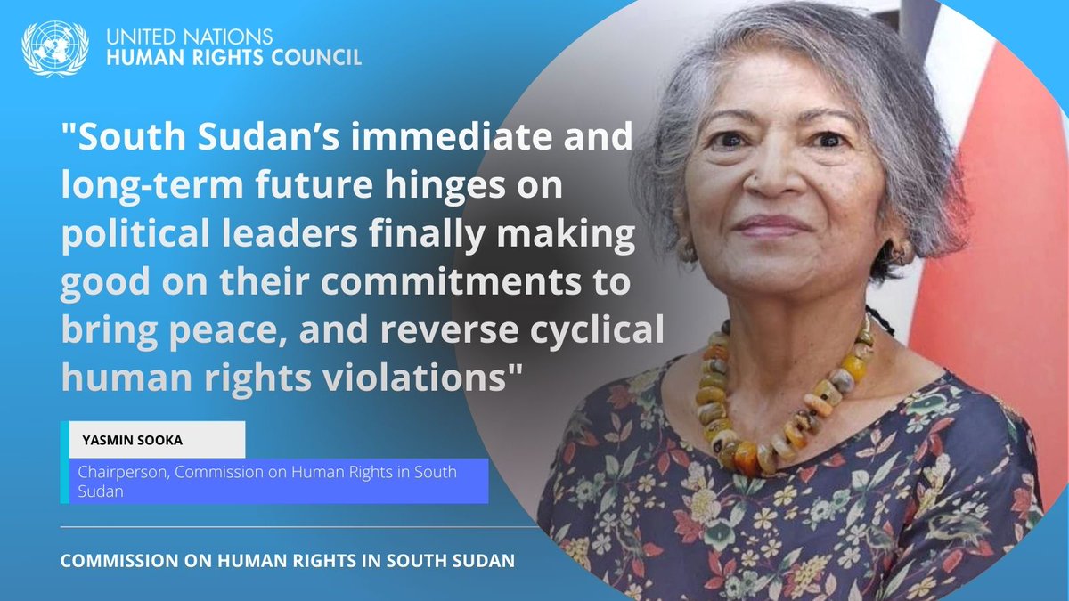 #SouthSudan “The drivers of violence and repression in South Sudan are well known. Yet we continue to see a lack of political will to implement the measures necessary to improve millions of lives” - Yasmin Sooka Full Statement▶️shorturl.at/CIKNT #SSoT #SSOX