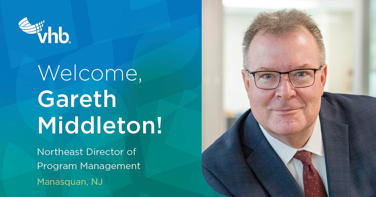 VHBnow's tweet image. Join us in welcoming Gareth Middleton as VHB's Northeast Director of Program Management!
Learn how he will grow our regional #ProgramManagement practice, foster client relationships, and uncover business opportunities: bit.ly/3OZYBZN.
#OurPeopleMakeUsGreat