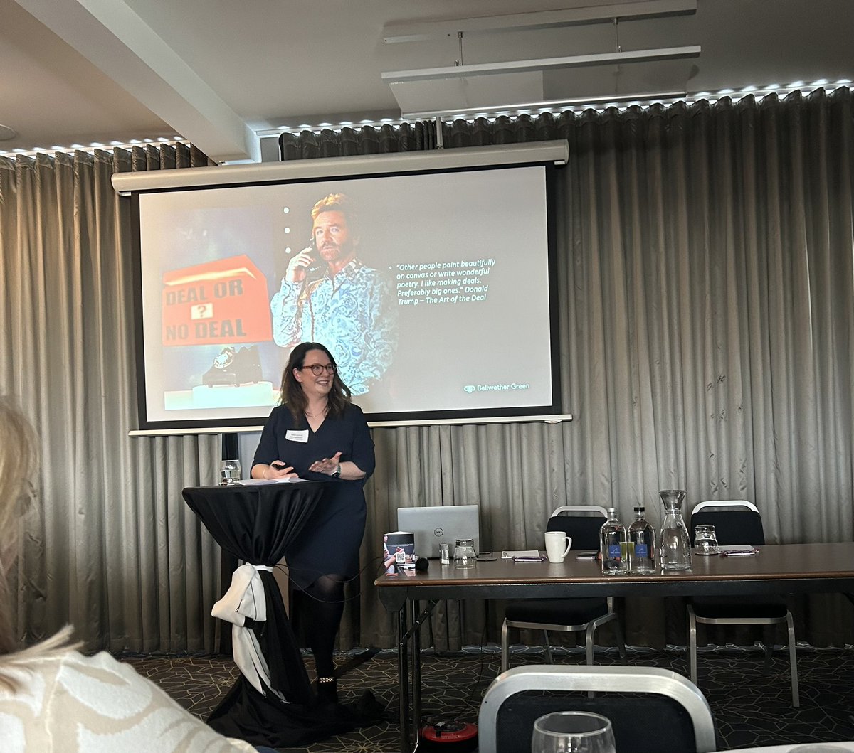 Marianne presents “After the Deal” at the #ELGConf Photo: Top to bottom: Noel Edmonds, Marianne McJannett** **Mr Blobby notably absent from the photo