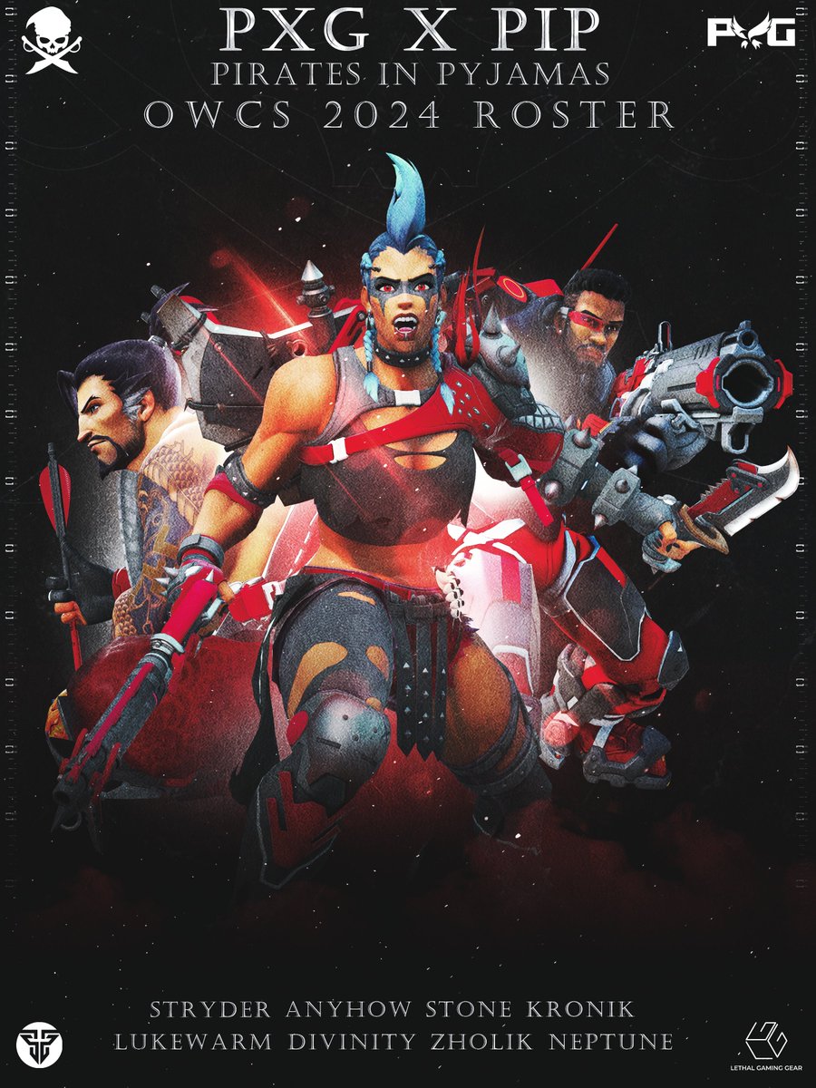 From the ashes where we Reigned, we rise together once more, in search of new and greater treasure.

Introducing our crew!

The Atlanta PxG x <a href="/PiratesPyjamas/">Pirates in Pyjamas</a> OWCS team! 

PxG x PiP.

🛡️<a href="/StryderOW/">Stryder</a>
🛡️<a href="/anyhqw/">anyhow</a>
⚔️<a href="/stone_ow/">stone</a>
⚔️<a href="/KronikFPS/">Kronik</a>
⚔️<a href="/LukeWarmOW/">LukeWarm</a>
💉@owDivinity
💉<a href="/ZholikOW/">Zholik</a>
