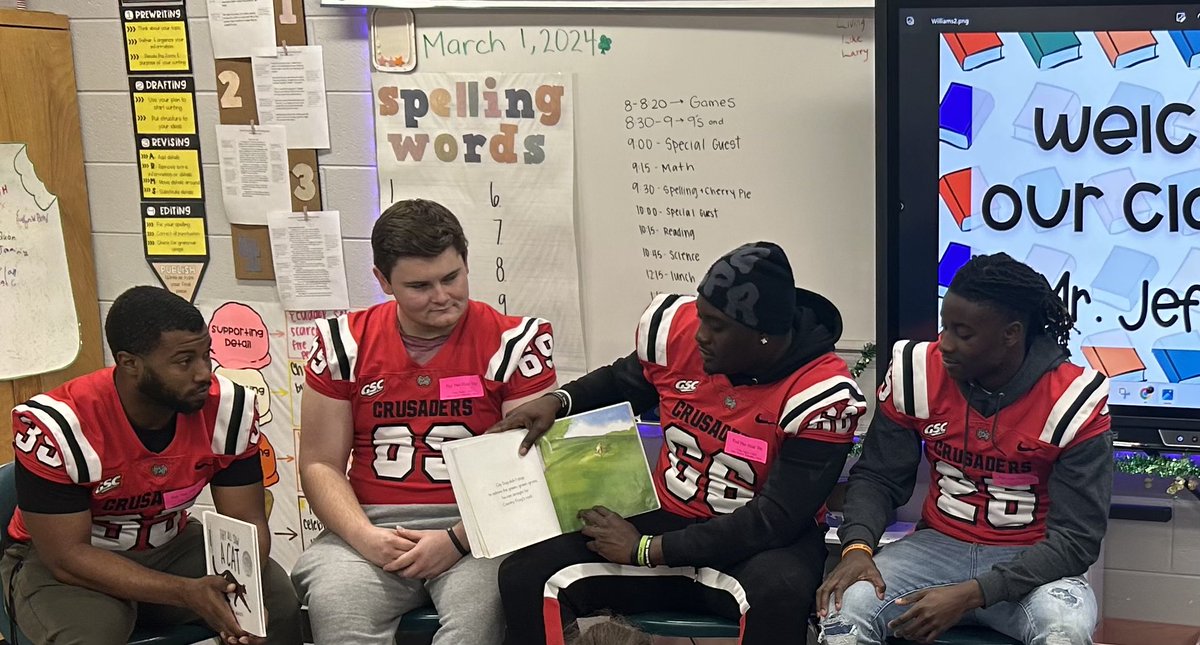 Our guys had a great time this morning reading at Slater Marietta Elementary School! 📖 #RiseUp