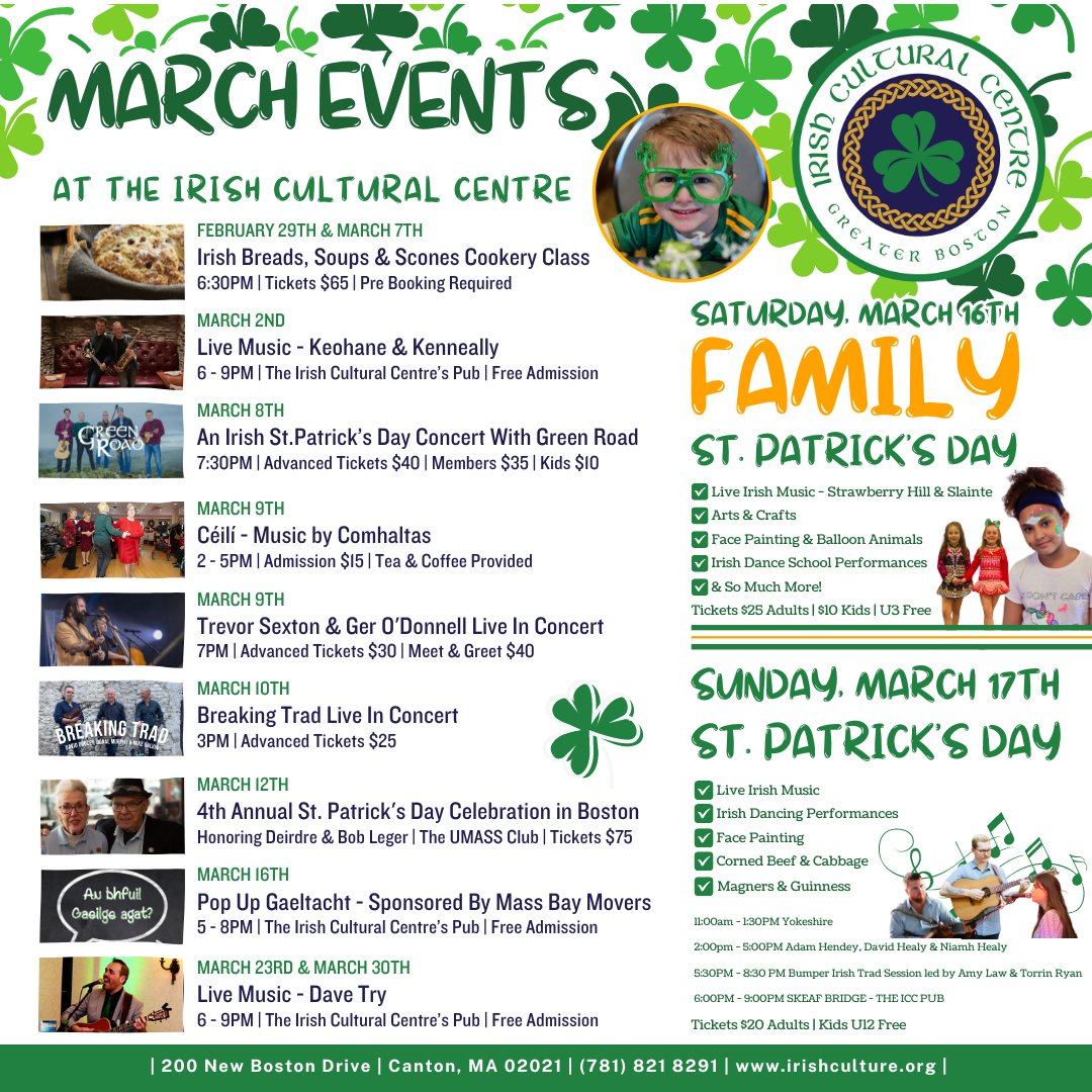 March is Irish Heritage Month in the USA!🇺🇸🇮🇪 Come & celebrate with us at the Irish Cultural Centre! ☘️ 🇮🇪 For tickets & more information visit bit.ly/489OKrJ