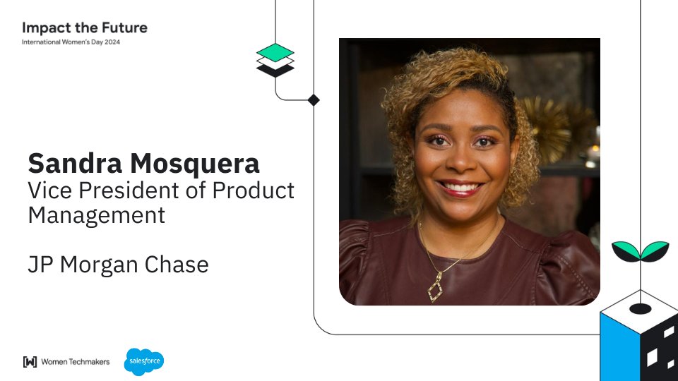 Don't miss Sandra, VP of Product Management at JP Morgan Chase, at Impact the Future: International Women's Day NYC! 

A dynamic leader and fierce advocate for diversity in tech, Sandra's insights are not to be missed! 🚀 #TechLeader #DiversityInTech #SpeakerSpotlight