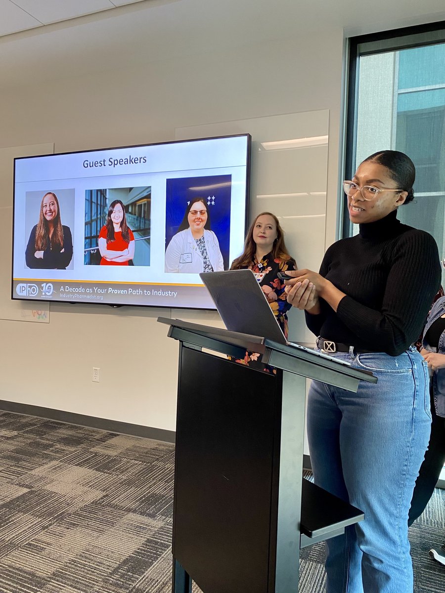 Fourth-year students Rachel Clark, Haley McKeefer and Elise Vo presented at the Industry Pharmacists Organization #IPhO student chapter meeting this week to share their journeys that helped them land competitive #pharmacyfellowships. Their advice? Do what brings you joy!