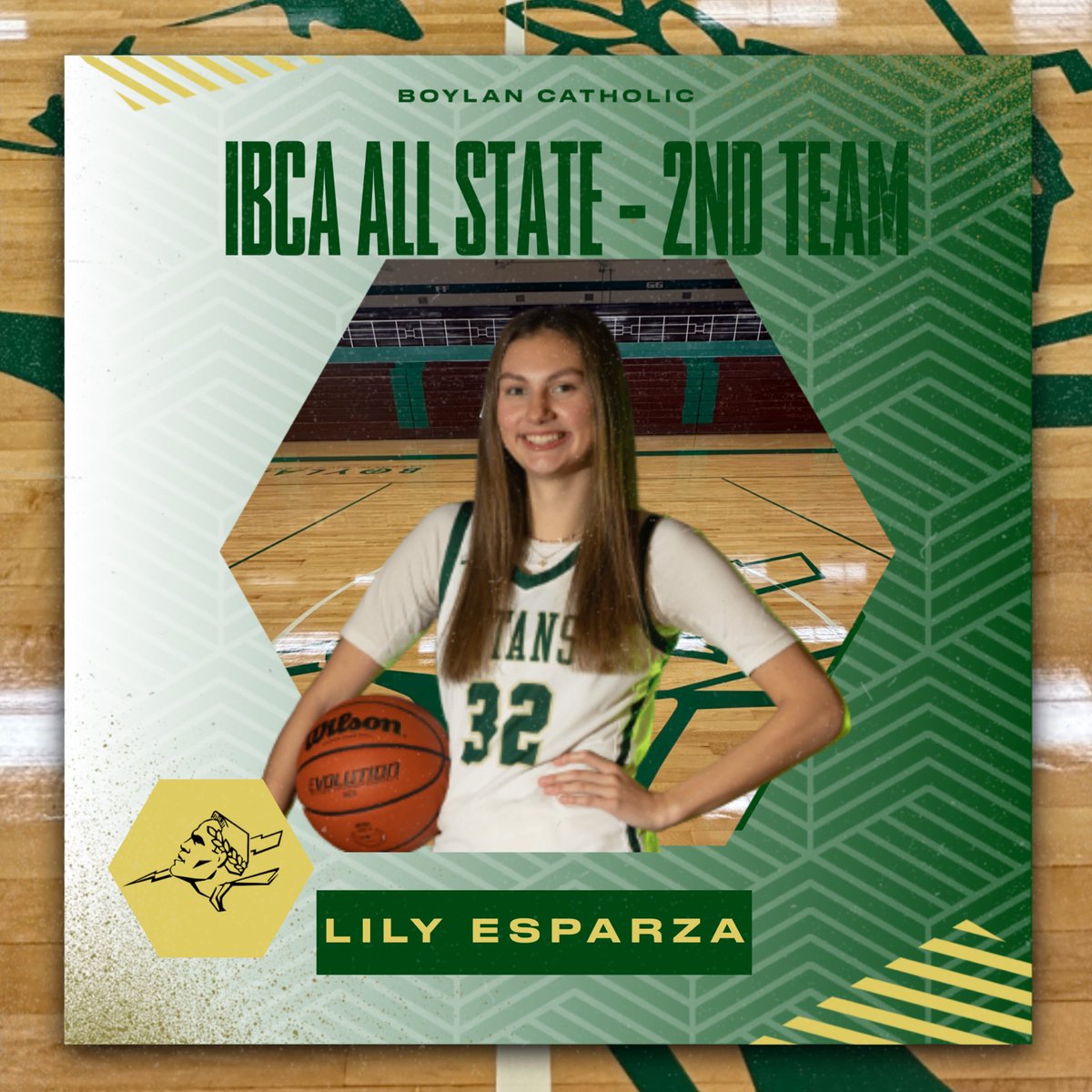 Congratulations to Lily Esparza on being voted to the @ibcacoaches 3A All State 2nd Team.