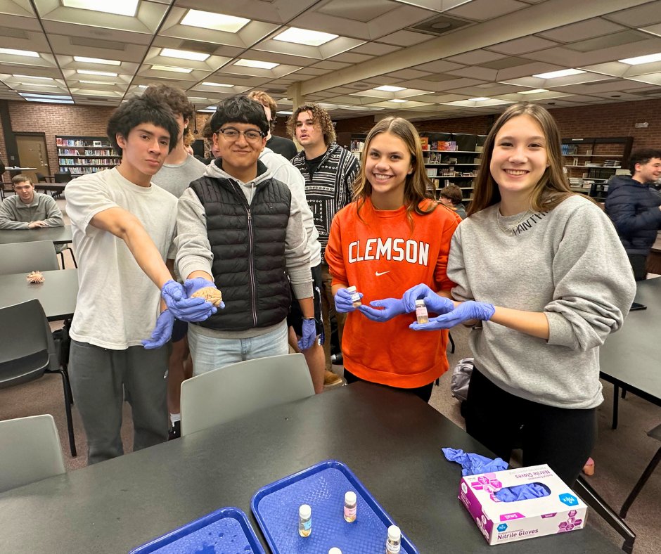 LedfordProud's tweet photo. Ph.D. students from Wake Forest University visited Mrs. Watson's 4th period AP Psych class and conducted a lab activity where students explored various specimens, including monkeys, rodents, pigs, and human brains. It was a memorable experience for the students! https://t.co/u5egNbc9wg