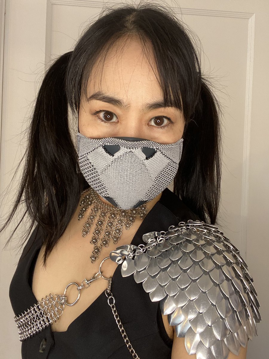 Audies-going friends, my plan is to stay masked. If you see this little masked freak in pigtails, men’s wear, and chain mail, please say hi! 🖤🩶🖤