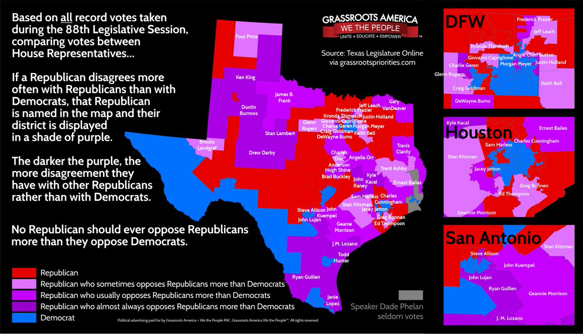 Look at this map. Our district should be bright red, but Glenn Rogers has colored it purple by voting with the Democrats far too often!