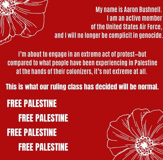 ZaffranRiver's tweet photo. Arron Bushnell knew.
#FreePalestine 🇵🇸 https://t.co/hfcigO6eNd