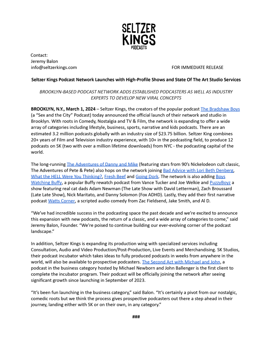 Happy March Everyone! We'd like to officially announce our network launch and signing of several great podcasts! Welcome <a href="/dannyandmike/">dannyandmike</a> #boyswatchingbuffy #puzzyboyz and #wattscorner !! Check out our press release!! --->  marketwatch.com/press-release/…