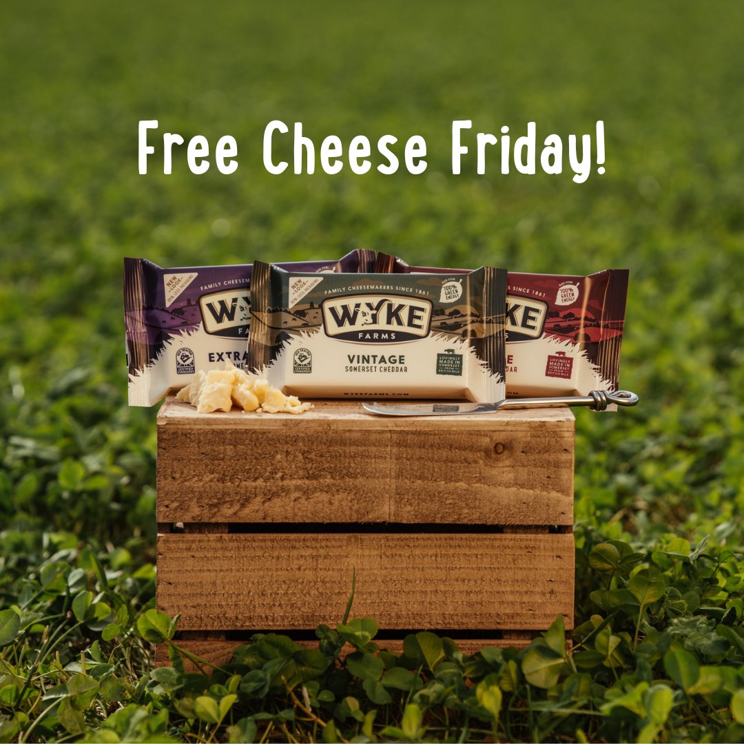 FOLLOW and RETWEET to #WIN a selection of award-winning Somerset Cheddar, including Mature, Extra Mature & Vintage varieties. Head over to FB (facebook.com/wykefarms) and IG (instagram.com/wyke_farms) more chances to win! #freebies #freebiefriday #giveaways #competitions