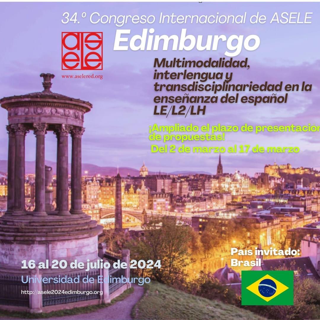 ASELE_ELE's tweet photo. Para que tengáis la oportunidad de participar en este magnífico evento, se ha ampliado el plazo de recepción de contribuciones del 2 al 17 de mazo.
El país invitado será Brasil 🇧🇷 
Anímate  y disfruta de esta oportunidad de compartir experiencias.

https://t.co/fsOmzuRHXO https://t.co/PBKMoDuWHA
