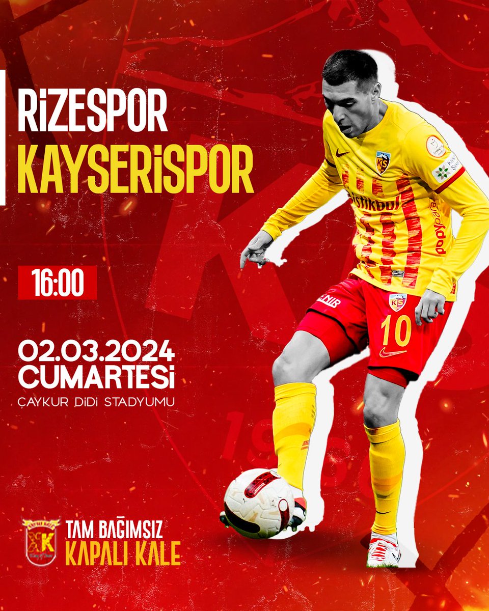 📢 Gidilecek çok deplasman var 🧣 🆚 Ç. Rizespor ⏱️ 16.00 📅 02.03.2024 🏟️ Çaykur Didi Stadyumu