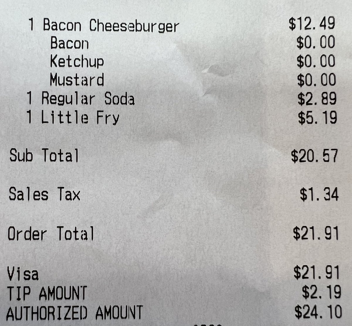 Five Guys prices are out of control. $24 for one person Source: Reddit