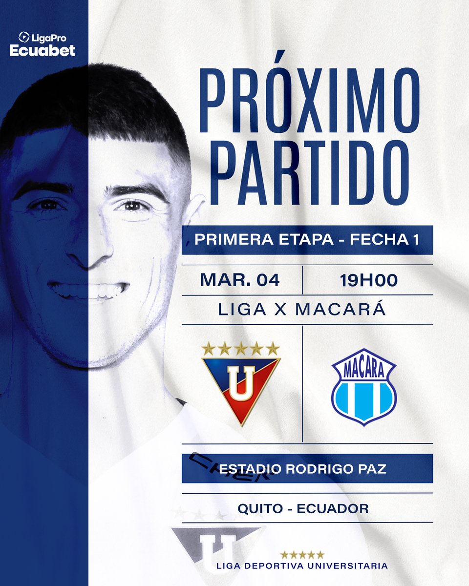 🔜 ¡Próximo partido!

🆚 #LIGAMacará
🏆 #LigaProEcuabet
#DaleLIGA ⚪🔴